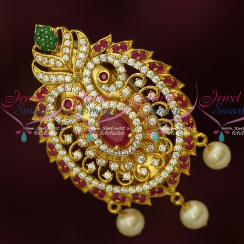 SP15868M Multi Colour AD Jewellery Matching Saree Pins Brooches Online