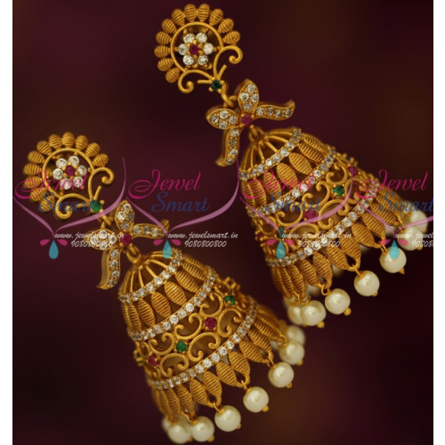 J15361 Floral Design Matte Antique Trendy Fashion Jewelry Jhumka Earrings