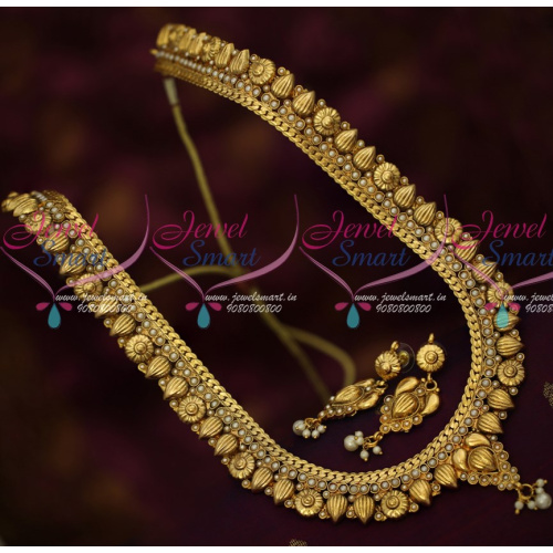 NL15571 Floral Design Antique Jewellery South Indian Traditional Haram Collections Online