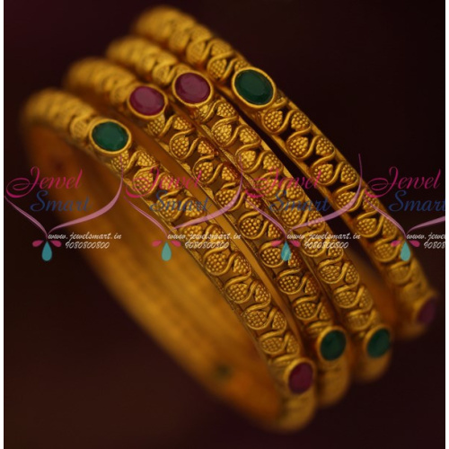 B15339 Reddish Matte Jewelry 4 Pcs Set Bangles Fancy Design Latest Fashion Shop Online