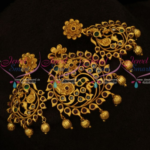 PS15707 Intricately Designed Peacock Jewellery Antique Matte Gold Plated Pendant Sets Online