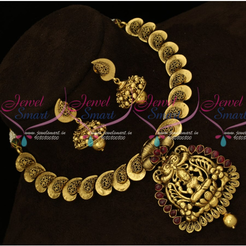 NL15325 Temple Nagas Antique Jewellery Kemp Short Necklace Gold Models Online