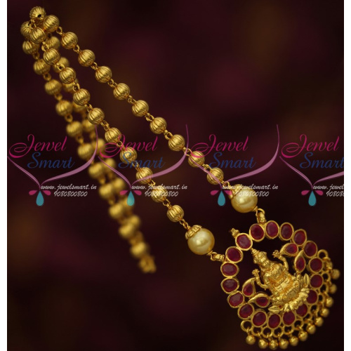 NL15290 Ruby Red Stones Temple Beaded Jewelry Gold Plated Low Price Traditional Design Online