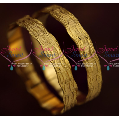 B15894 Broad Neli Curve Design Bangles 2 Pieces Set Gold Plated Daily Wear Jewellery Online