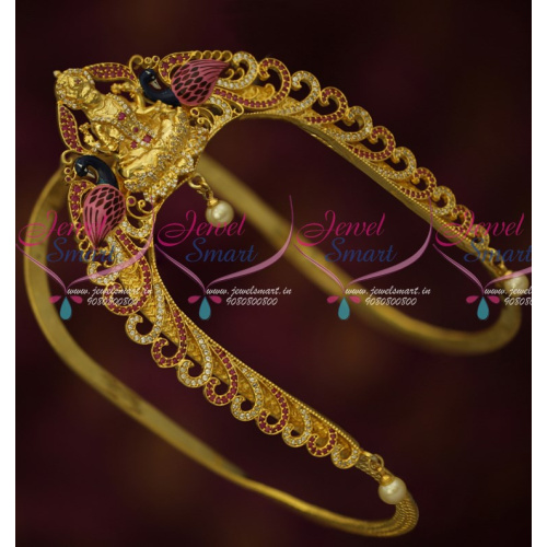 AR15962 One Gram Gold Temple CZ Hand Painting Traditional Vanki Latest Design South Jewellery