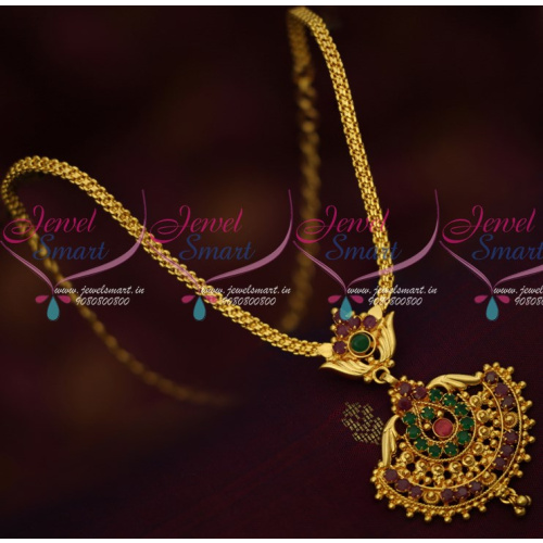 NL15301 Attiga Style Simple Flat Chain Pendant Necklace South Indian Traditional Design Online