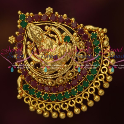 P15158 Double Naka Temple Pendant South Indian Ruby Emerald Gold Covering Jewelry Online