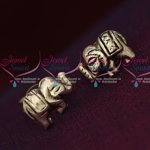 ER15861 92.5 Silver Jewellery Small Elephant Design Antique Oxidised Earrings Online