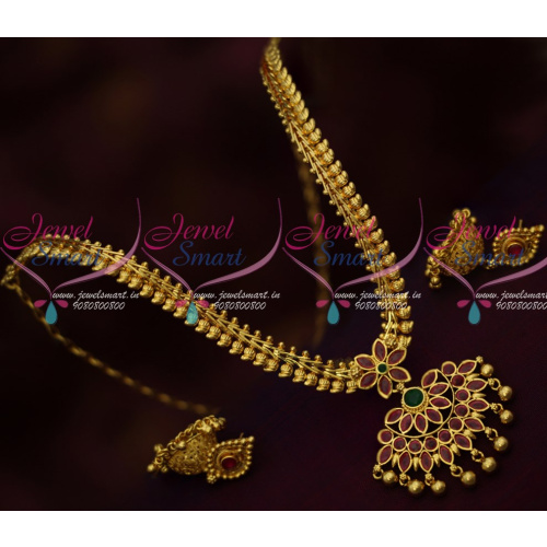 NL15465 South Indian Attiga Style Chain Pendant Jhumka Gold Plated Jewellery Collections