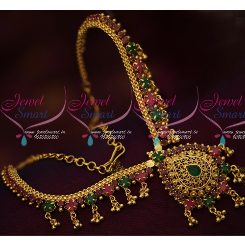 NL15278 Square AD Stones Bead Danglers Fancy Necklace Gold Covering South Indian Jewellery