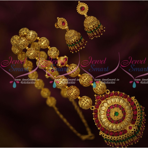 NL15165 Gold Design Crystal Drops Beaded Jewellery Set Gold Plated South Indian Designs Online
