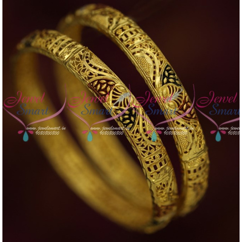 B15898  Gold Plated South Covering Meenakari Bangles Delicate Finish Online