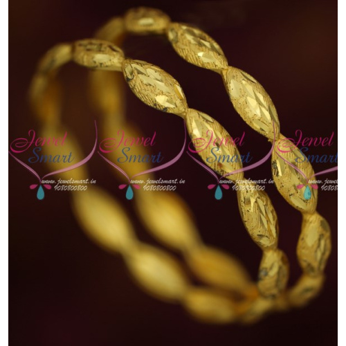B15890 Light Weight Gold Plated Bangles Self Cutwork Design Low Price Jewellery