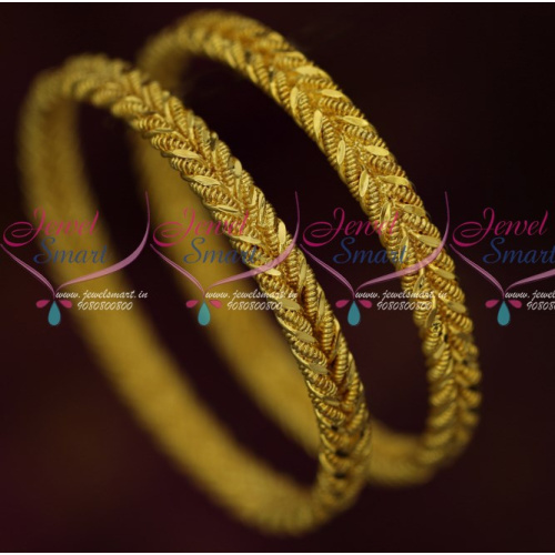B15799 Daily Wear 2 Pcs Set Twisted Design Bangles Fancy Gold Covering Online