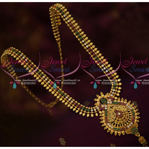 NL15663 Multi Colour Semi Precious Stones Traditional Haram Designs Gold Plated Imitation Jewellery