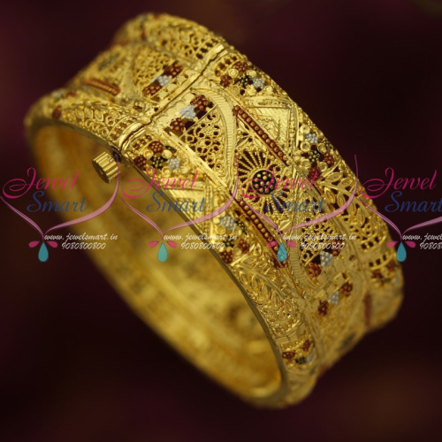 B15417 Screw Open Meenakari Bangles Delicate Light Weight Micron Plated Online Offer
