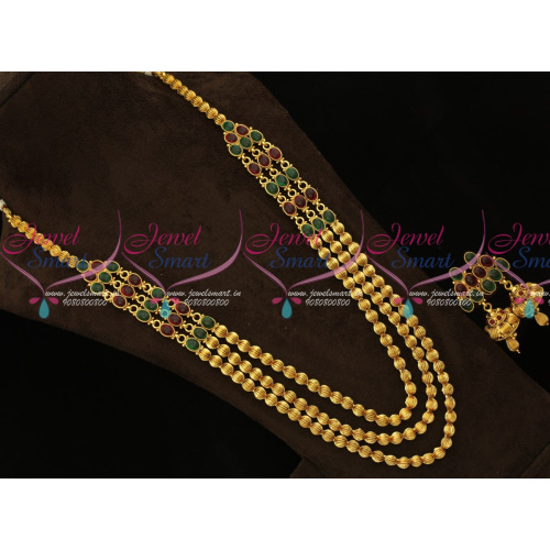 NL15843 Kemp Kharbuja Beads Multi Layer Beads Mala Matching Jhumka Earrings Antique Jewellery Online