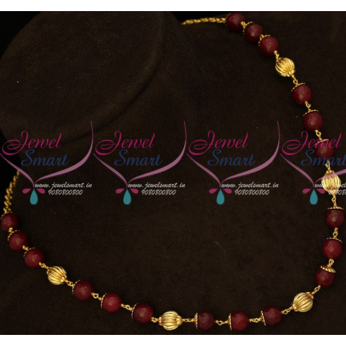 NL15923 Maroon Beaded Fancy Mala Casual Wear Jewellery Designs Online