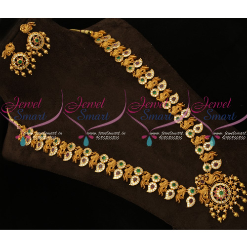 NL15840 Broad Peacock Haram Intricately Designed AD Antique Jewellery Latest Low Price
