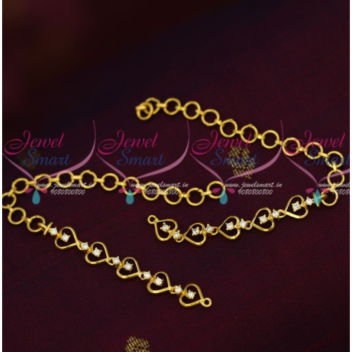 EC15872 White AD Stones Gold Plated Simple Design Earchains Online