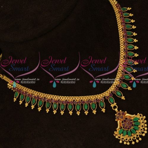 NL15455 Ruby Emerald Marquise Stones Flexible South Indian Handmade Gold Finish Jewellery Set Shop OnlineR