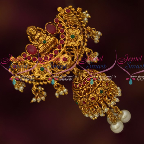 H15368 Antique Temple Hair Jada Jewellery Choti Pearl Jhumka Drops Bridal Collections Online