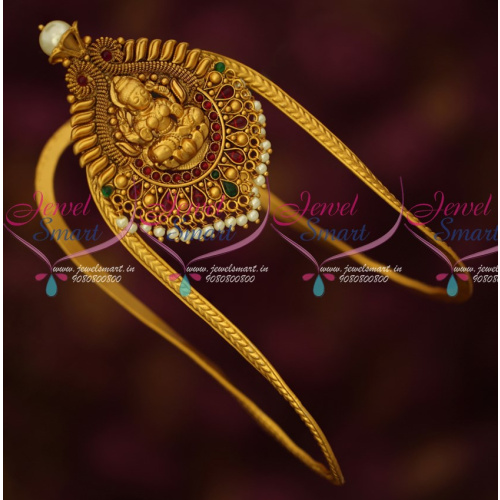 AR15886 Traditional Gold Design Temple Vanki Pearl Bead Drops Bridal Jewellery Online