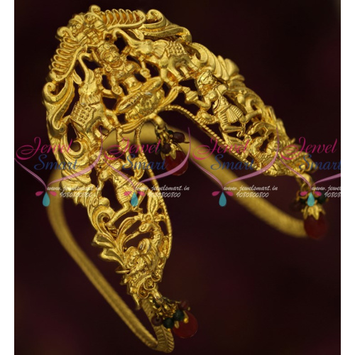 AR15987 Antique Gold Plated South Indian Traditional Broad Vanki Bridal Jewelry Designs Online