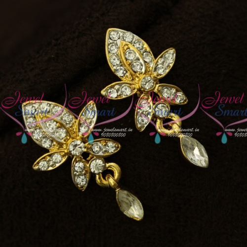 E10330 Two Tone Gold Silver Plated Floral Design Earrings Micron Plated Regular Wear