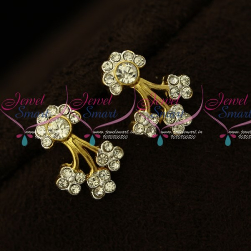 E8587 Floral Design Two Tone Plated Floral Design Earrings Micron Plated Regular Wear
