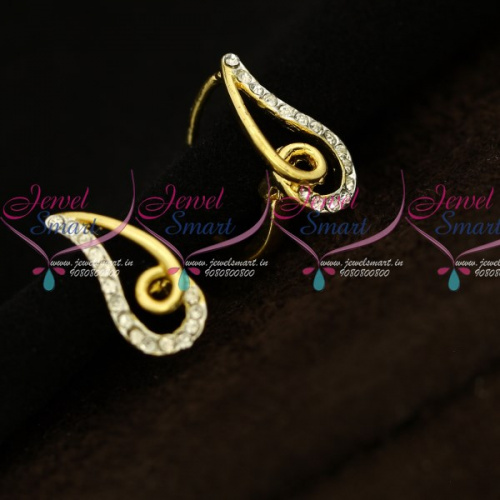 E9358 Gold Plated Small Size White Stone Earrings Casual Wear Jewellery Online