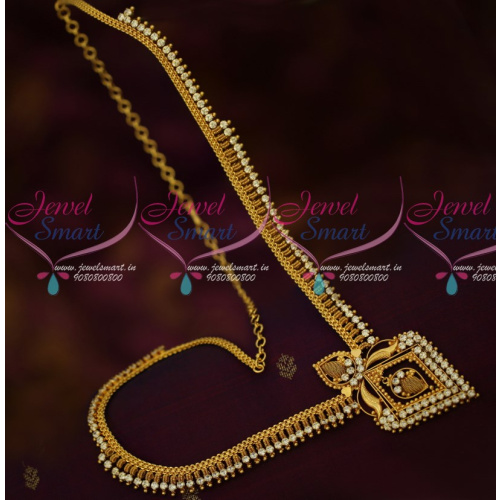 NL16294 South Indian Gold Covering Haram Latest AD White Stones Spiral Design Online