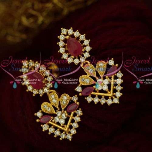 ER16325 Ruby Stones Fancy Jewellery Flower Pot Earrings Latest Artificial Collections