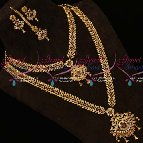 NL16427 AD Stones Jewellery Necklace Haram Set Combo Matching Jewellery Set Gold Plated Collections