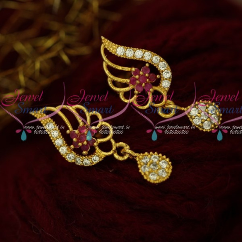 ER16323 Ruby AD Stones Gold Design Trendy Jewellery South Screw Earrings