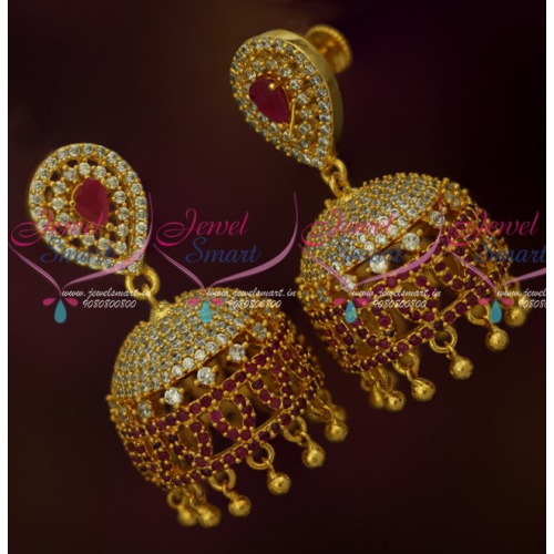 Delightful Jhumka Earrings Latest CZ Fashion Jewellery Screwback Kammal