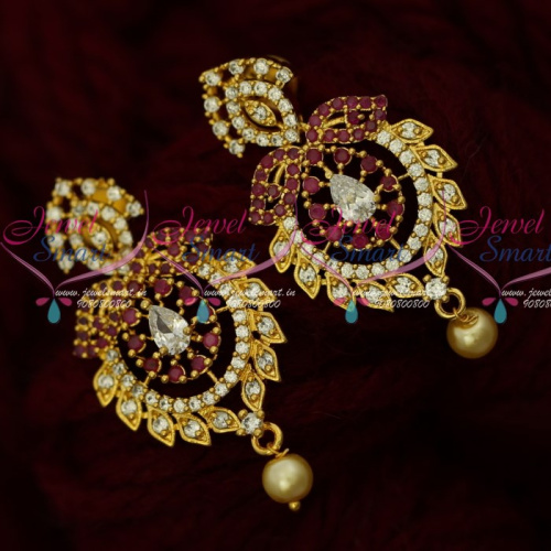 ER16305 AD Earrings Latest South Indian Jewellery Design Screw Lock Shop Online