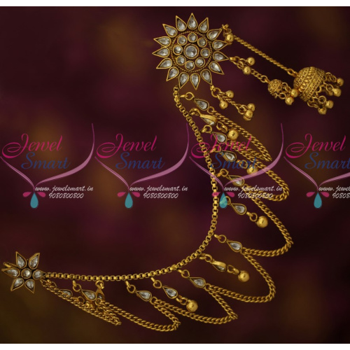 EC16017 Bahubaali Jewelry Polki Mattal EarChains Latest Bridal Antique Shop Online