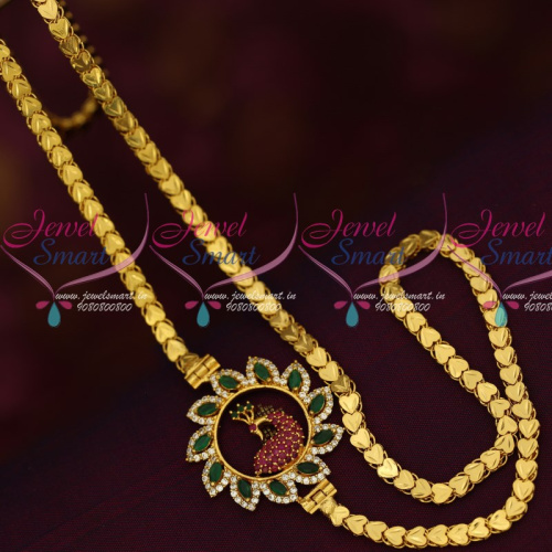 C16037 Peacock Model Multi AD Mugappu South Indian Covering Chain Traditional Jewelry Online