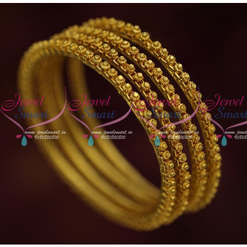 B15998 Handmade Ghajiri Bangle 4 Pcs Set Traditional Gold Design Covering Bangles Online