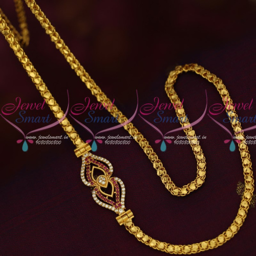 C16044 Fancy Gold Covering Chain Mugappu AD Ruby Stones Latest Models Online