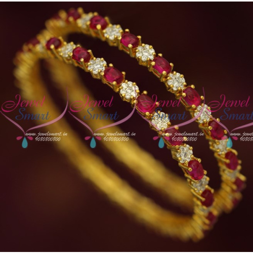 B15993 Real Kemp Red White AD Stones Latest Traditional Bangle Designs Shop Online