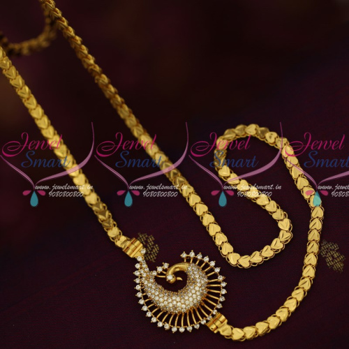C16030 AD White Mugappu Kerala Style Chains Latest Gold Covering Jewellery South Indian Online
