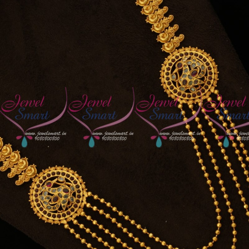 NL16369 Antique Matte Finish Jewellery Gold Inspired Traditional Design Multi Layer Mala Online