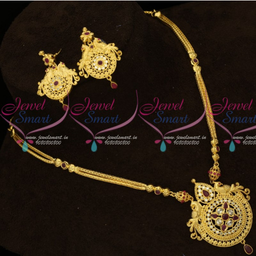 NL16376 Roll Kodi Chain Flexible Make Forming Gold Real Look American Diamond Jewellery Set Online