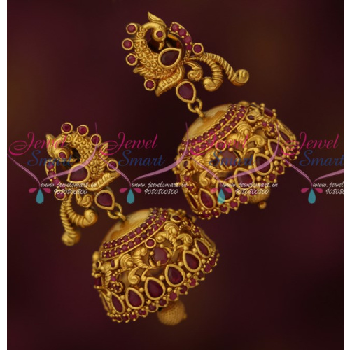 J16175 Gold Inspired Jewellery Designs Matte Finish Stylish Jhumka Earrings Online