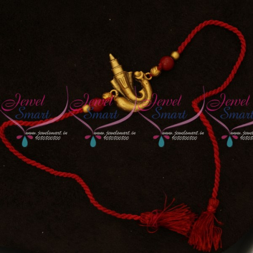 R16071 Temple Design Pendant Rakhi Red Colour Rope Shop Online