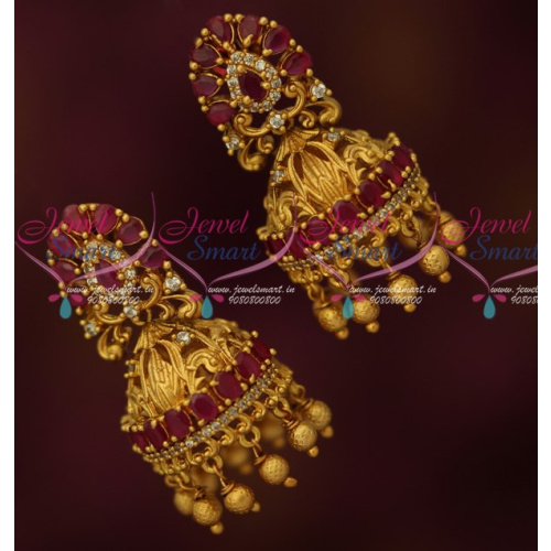 J16197 Ruby Stones Bridal Jhumkas South Indian Fashion AD Jewelry Online