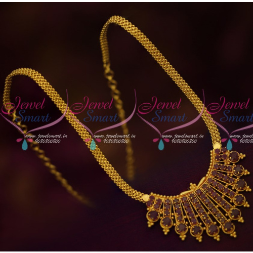 NL16284 Traditional Indian Jewellery Design Flat Chain AD Pendant Latest Gold Covering