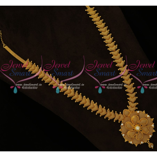 NL16367 South Indian Jewellery Gold Covering Long Necklace Fancy Designs Online